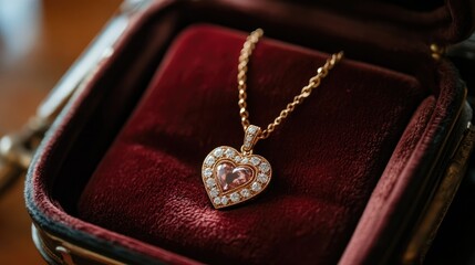 Elegant heart-shaped pendant necklace in luxurious velvet box