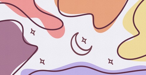 Abstract boho background modern drawing of a contemporary shapes art organic cover 