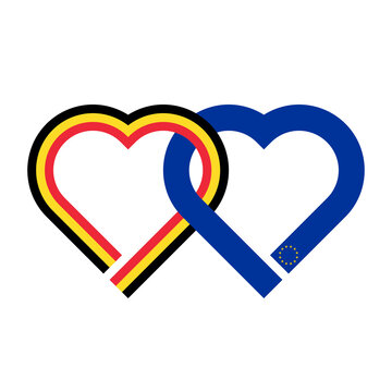 recommend clip art: heart shaped ribbon of belgium and european union flags intertwined. vector illustration isolated on white background