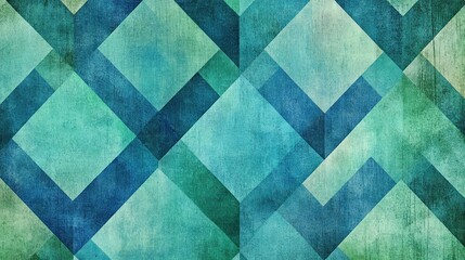 Fototapeta premium Abstract geometric pattern in shades of teal and blue, suitable for backgrounds and designs.
