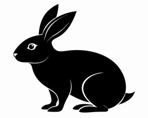 Rabbit silhouette vector black animal on white background