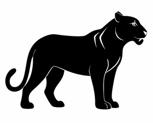 Tiger silhouette vector black animal on white background