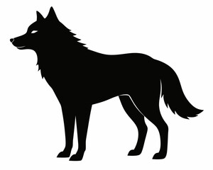 Wolf silhouette vector black animal on white background