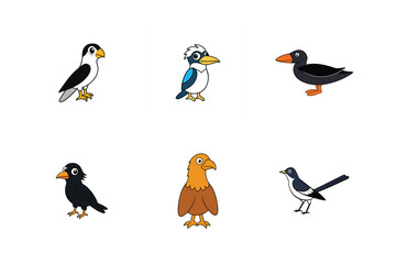 6 difference fish cartoon vector art illustration 