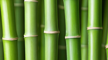 Fototapeta premium Lush Green Bamboo Stalks Close-Up Against Natural Background for Tranquil Aesthetic