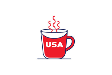 usa Hot drink America vector illustration art 