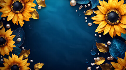 Gorgeous background wallpaper of sunflowers and pearls