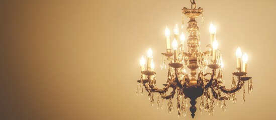 Chic vintage chandelier glowing beautifully against a minimalist white backdrop ideal for upscale interior design and home decor inspiration