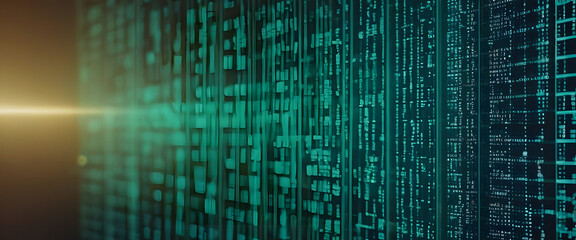 Obraz premium Abstract Binary Code Background with Green Digital Pattern