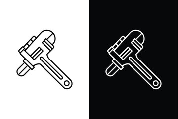 Pipe wrench icon vector on White Background ,Vector Art Illustration on white background.