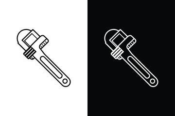 Pipe wrench icon vector on White Background ,Vector Art Illustration on white background.