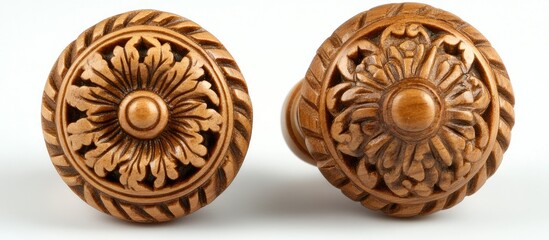 Intricately carved wooden knobs ideal for enhancing the beauty of furniture and cabinetry in stylish home decor.