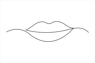Woman lips continuous one line art drawing of outline vector illustration