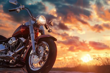 Ultra Hd Visual of Motorcycle Rider Enjoying a Ride at Sunset