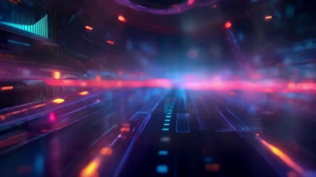 Digital wave 4k Loopable - Data Network, Virtual Reality, Quantum Computing