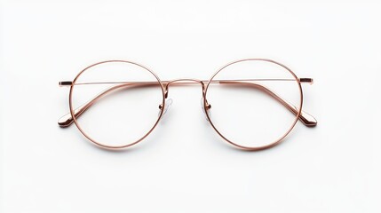 Fototapeta premium Elegant Round Frame Glasses on White Background for Fashion Display