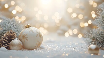 Minimalist and Elegant Happy New Year Background with Soft White and Gold Tones Delicate Glowing Sparkles and a Clean Blank Area for Personalized Text