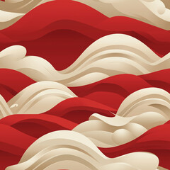 A series of waves and waves with a red seamless pattern background