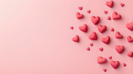 A pink background with a bunch of colorful balloons on it, full of romance and plenty of blank space, can be used as design material, suitable for Valentine's Day.
