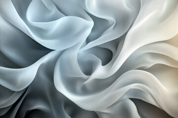 Obraz premium A mesmerizing swirl of delicate, translucent fabric, blending shades of blue and white, creating a serene and soothing visual experience filled with soft, flowing textures.