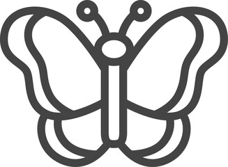 線画ミニ昆虫の単品アイコン　蝶々