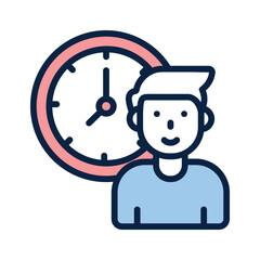 Icon of a person with a clock symbolizing being on time