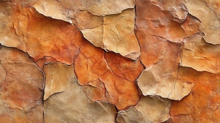 Fototapeta premium Cracked stone texture background with warm earthy tones and rugged surface