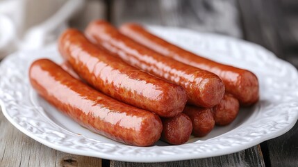 Traditional German sausages served on a white plate highlighting authentic German culinary heritage