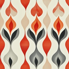 A Seamless Pattern of Flame Shaped Shapes in Shades of Red