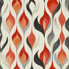 A Seamless Pattern of Flame Shaped Shapes in Shades of Red