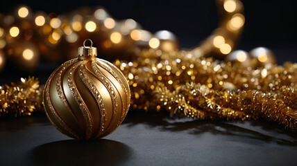 Festive New Year's decorations featuring sparkling ornaments, shimmering lights, and vibrant holiday accents, creating a joyful celebration vibe