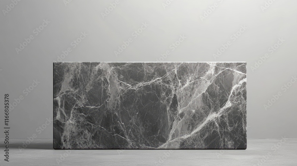 Poster gray marble block background with smooth blank surface for elegant display and stylish presentation
