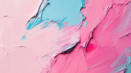 Fototapeta premium Abstract pastel painting with textured strokes in pink and blue hues.