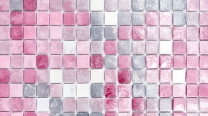 Retro Pink and Gray Mosaic Tile Pattern Elegant Background for Interior Design and Home Decor Use