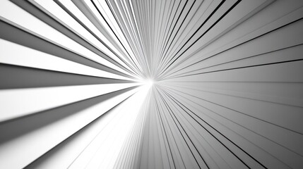 Abstract perspective of converging lines leading to a bright center.