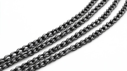 Gray Metallic Chains Isolated on a Clean White Background for Industrial or Decorative Use