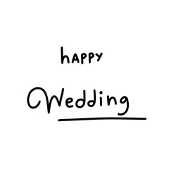 text lettering happy wedding 