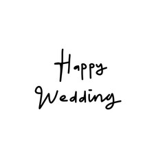 text lettering happy wedding 