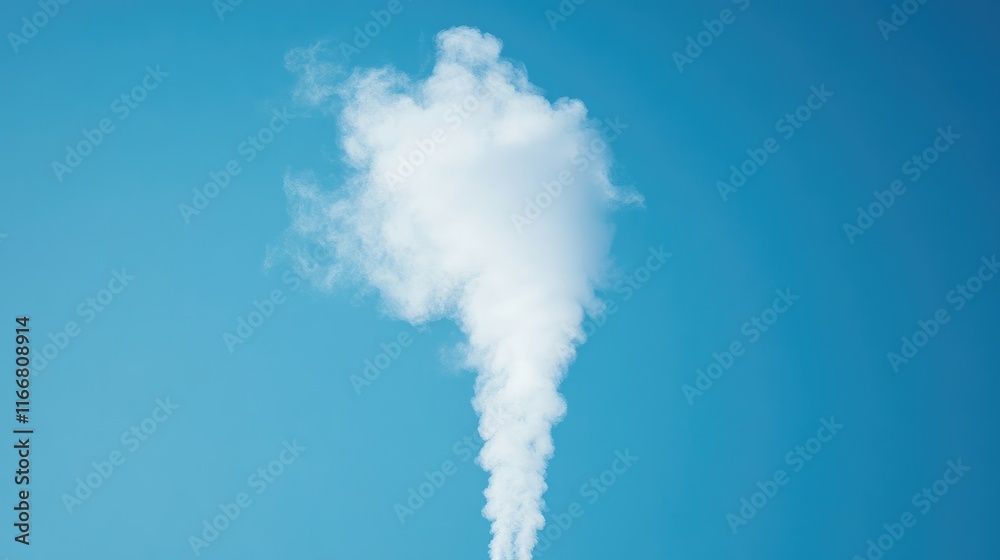Poster abstract steam or smoke rising against a clear blue background showcasing fluid dynamics and atmosph