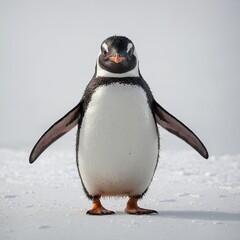 Obraz premium A quirky penguin waddling on a white background.