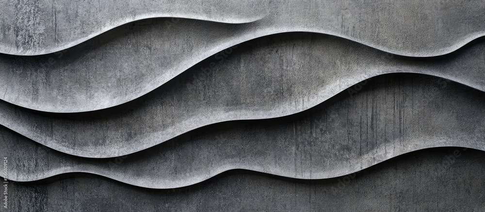 Aufkleber Textured gray cement surface showcasing dynamic wave patterns perfect for contemporary architectural and design projects