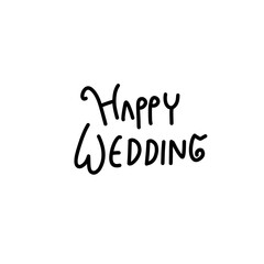 text lettering happy wedding 