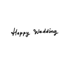 text lettering happy wedding 