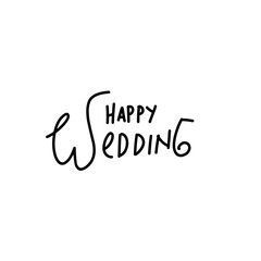 text lettering happy wedding 
