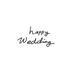 text lettering happy wedding 