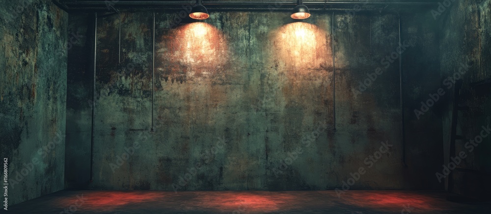 Poster grunge style interior with unique lighting spots ideal for creative design inspiration and artistic 