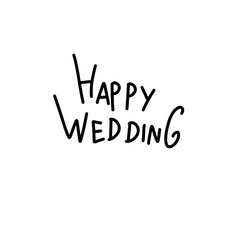 text lettering happy wedding 