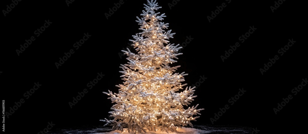 Poster festively illuminated christmas tree with sparkling lights set against a dark background creating a 