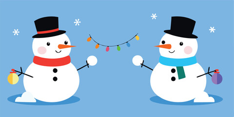 snowman on a blue background