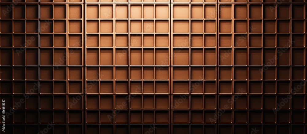 Poster warm brown grid pattern illuminated by daylight ideal for design and decor inspiration in contempora